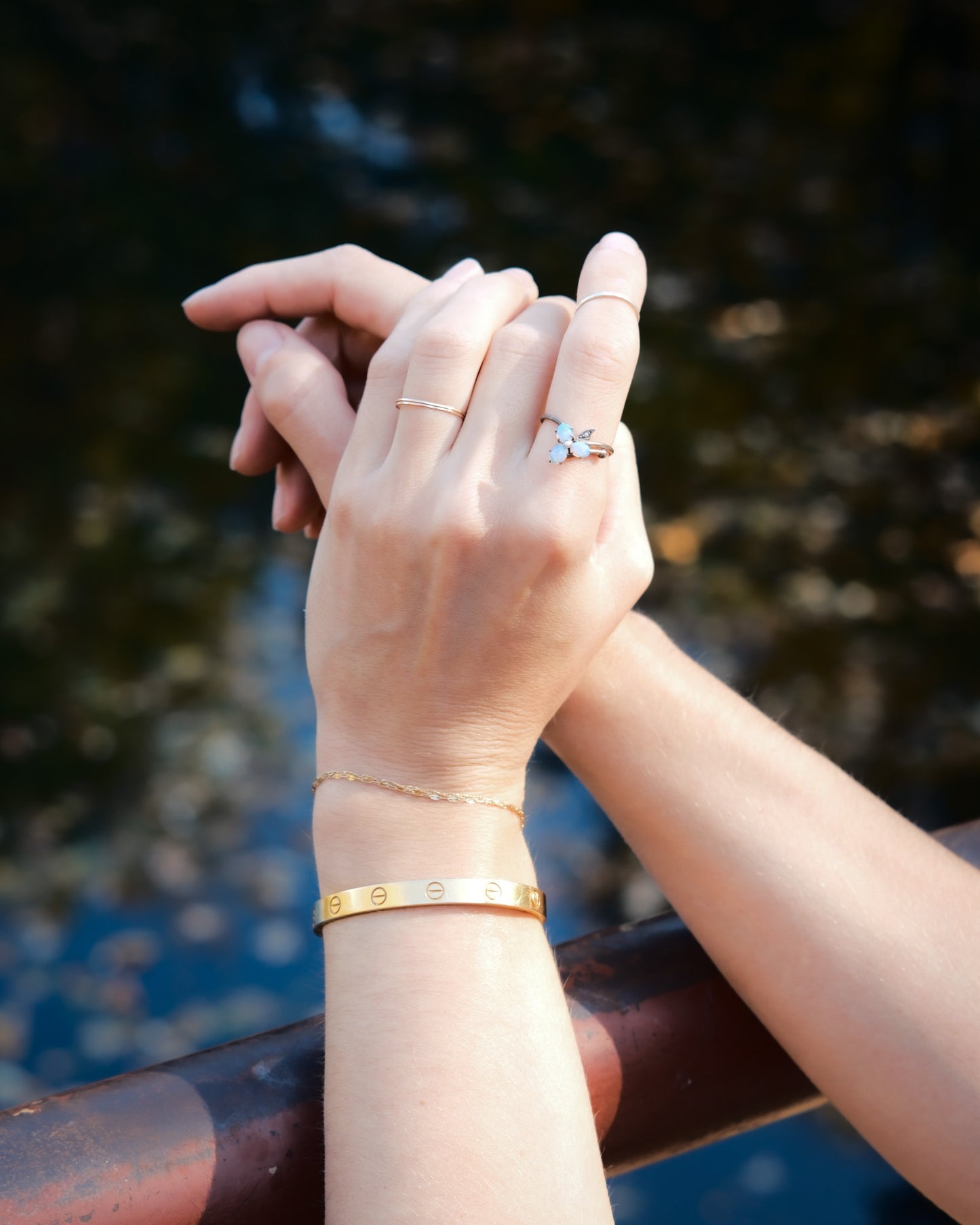 Opal and Pearl Clover Ring