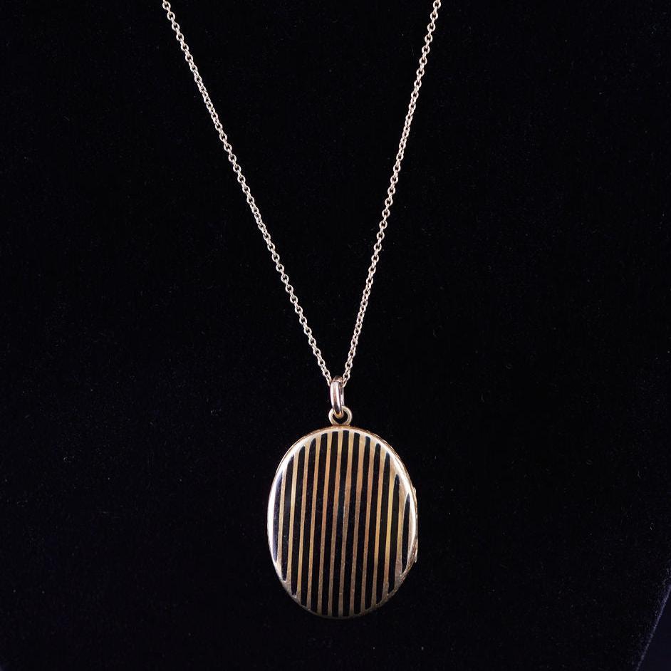 Late Victorian Locket with Enamel Stripes