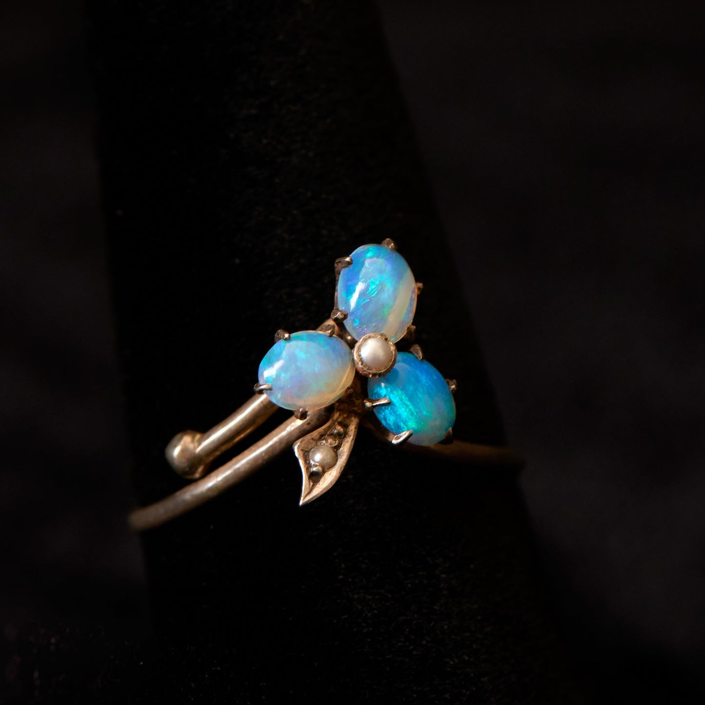 Opal and Pearl Clover Ring