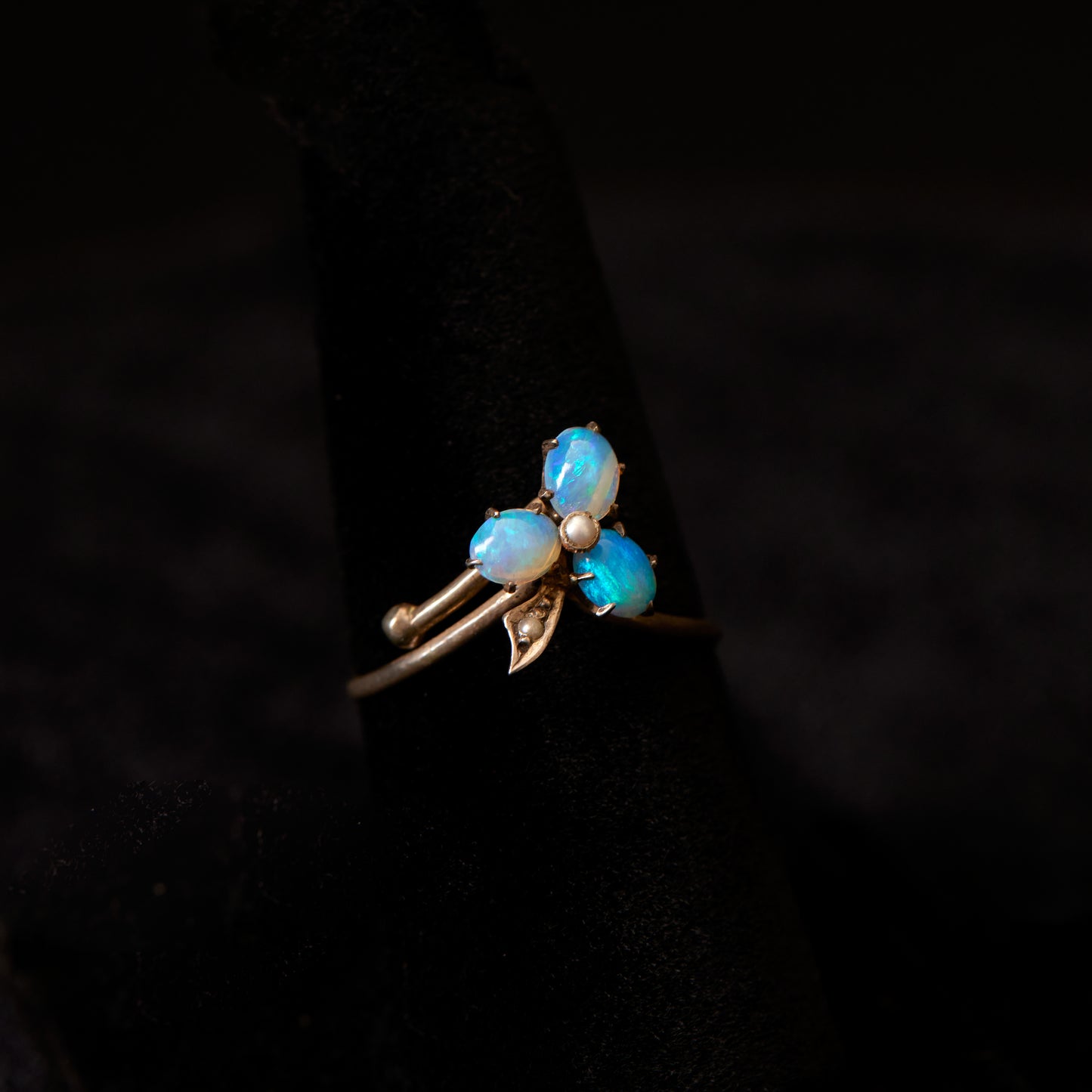 Opal and Pearl Clover Ring