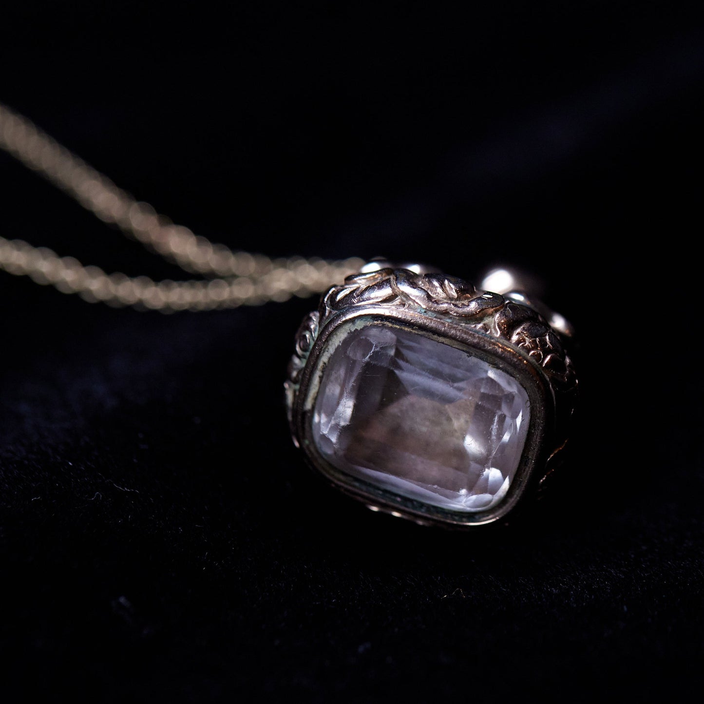 Rock Crystal Fob with Floral Detail