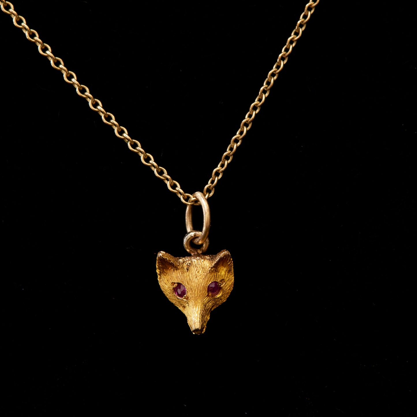 Tiny Fox Pendant with Ruby Eyes