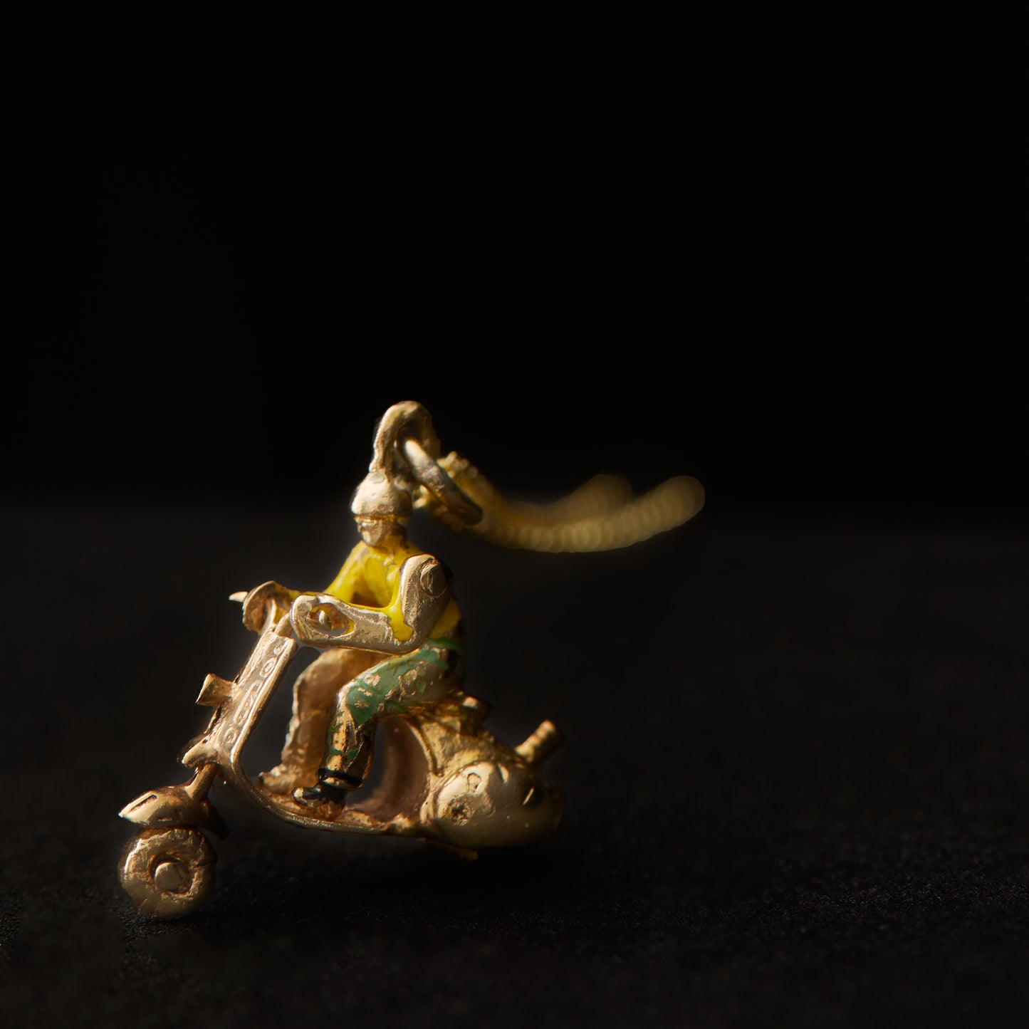 Vintage Moped Charm with Enameled Rider