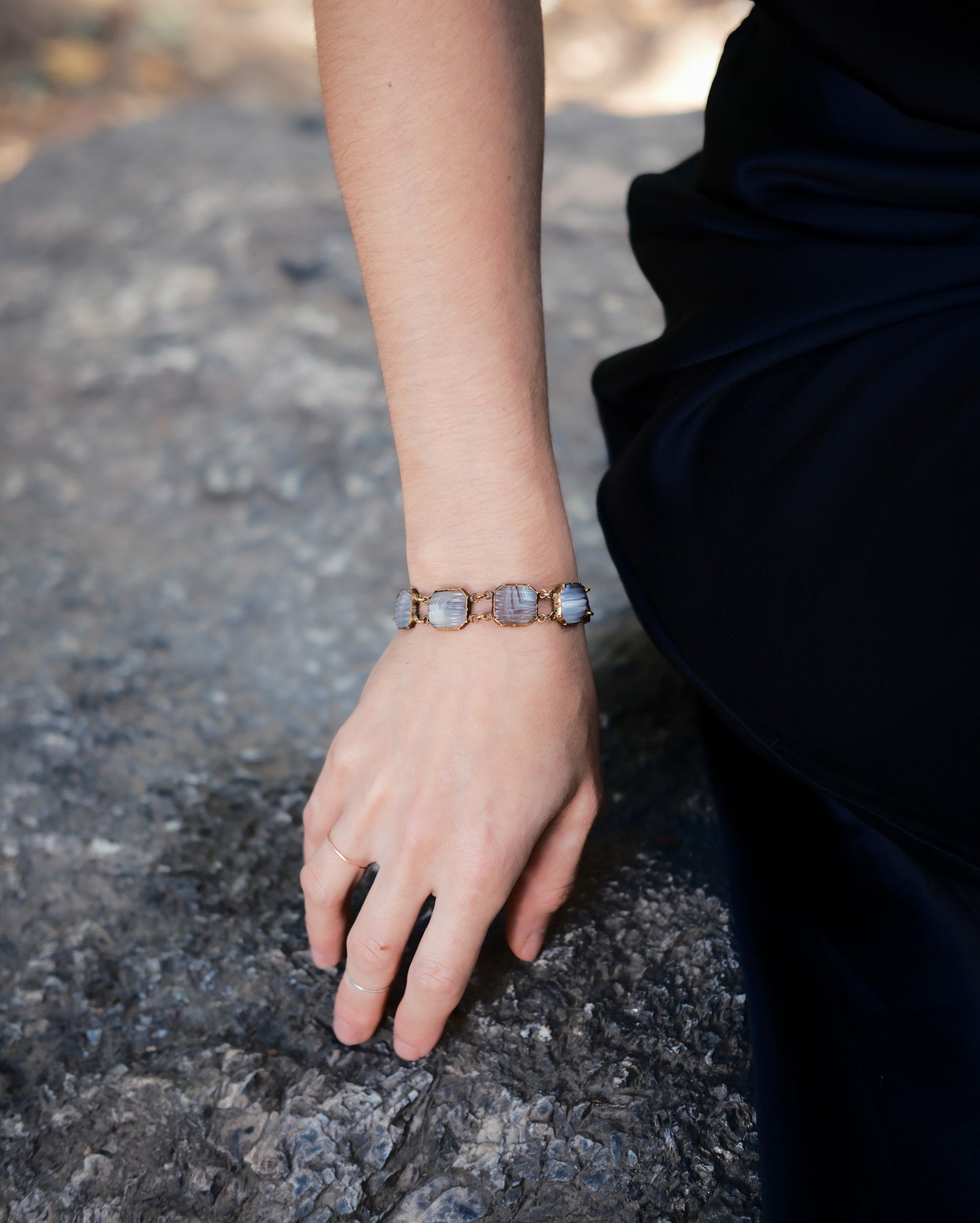 Carved Banded Agate Bracelet