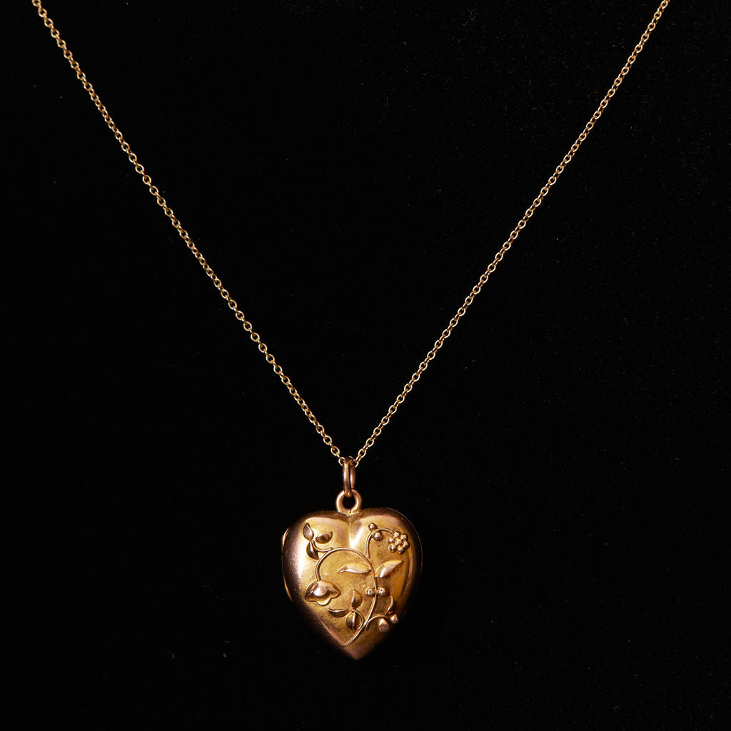 Edwardian Heart Locket with Flower Detail