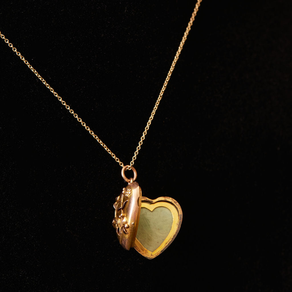 Edwardian Heart Locket with Flower Detail