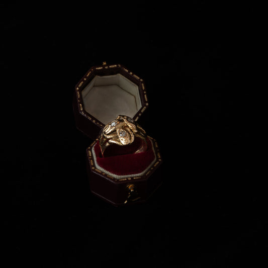 Three Headed Snake Ring with Diamonds