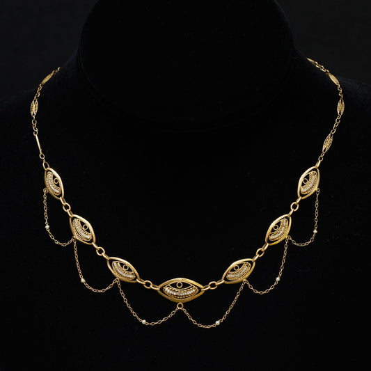 French Seed Pearl Swag Necklace