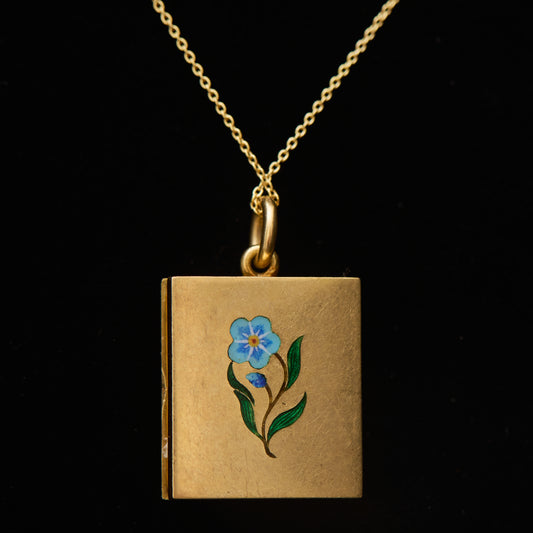 Victorian Locket with Enamel Forget-Me-Not